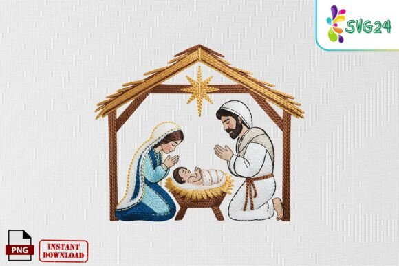 Nativity Scene Embroidery PNG Review for Boutique Apparel